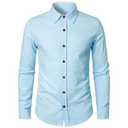 Men Turnover Collar Long Sleeves Shirt