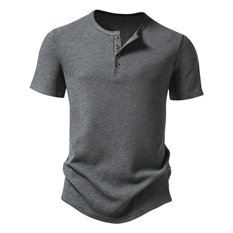 Men's Crewneck Buttons Short Sleeves T-Shirt