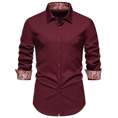 Men Turnover Collar Long Sleeves Shirt