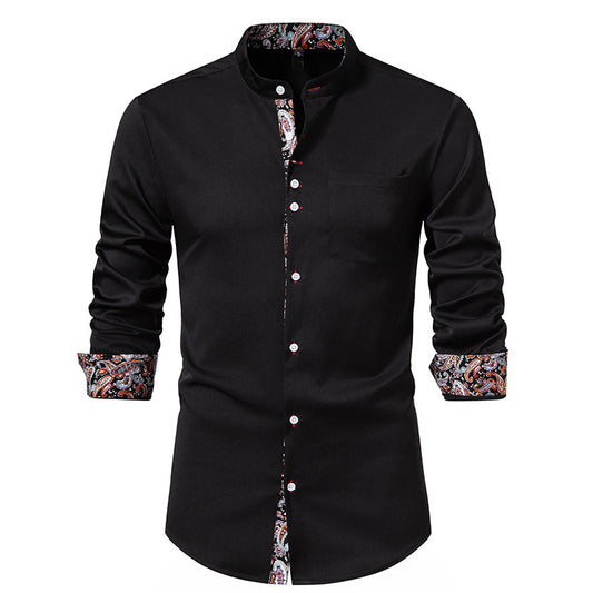 Men Colorful Patterns Turtleneck Long Sleeves Shirt