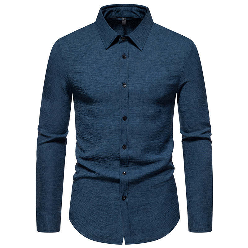 Men Turnover Collar Long Sleeves Shirt