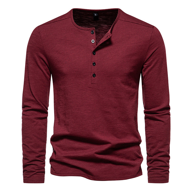 Men Crewneck Buttons Long Sleeves T-Shirt