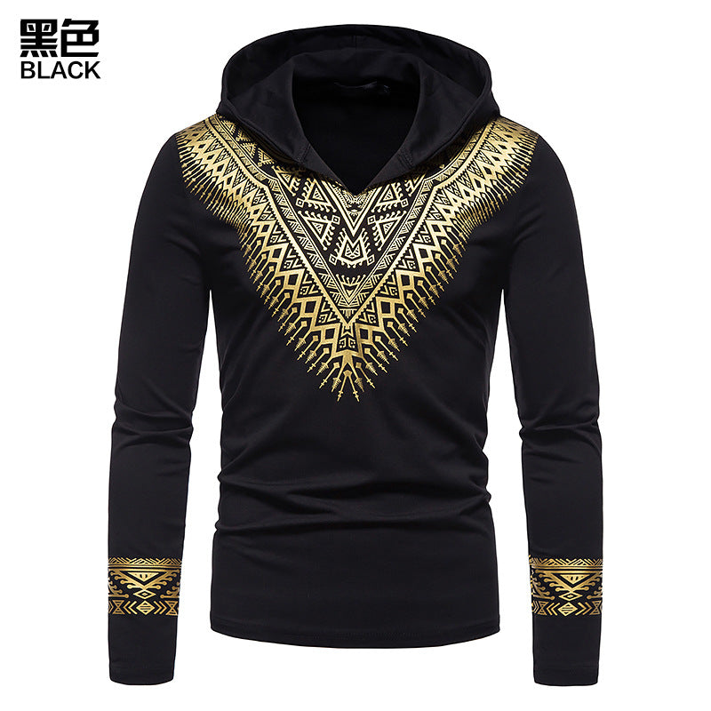 Men Prints Long Sleeves Hoody T-Shirt