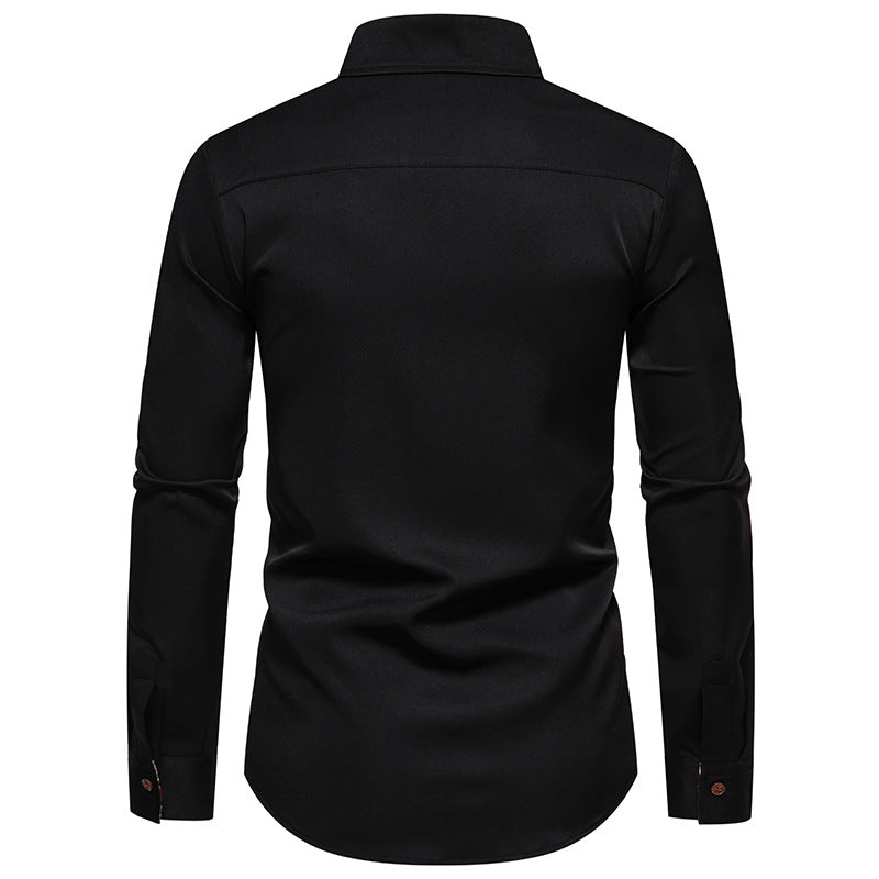 Men Turnover Collar Long Sleeves Shirt