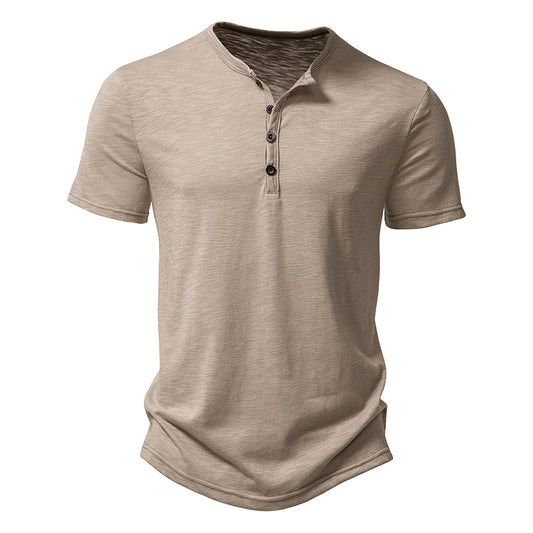 Men Crewneck Buttons Short Sleeves T-Shirt