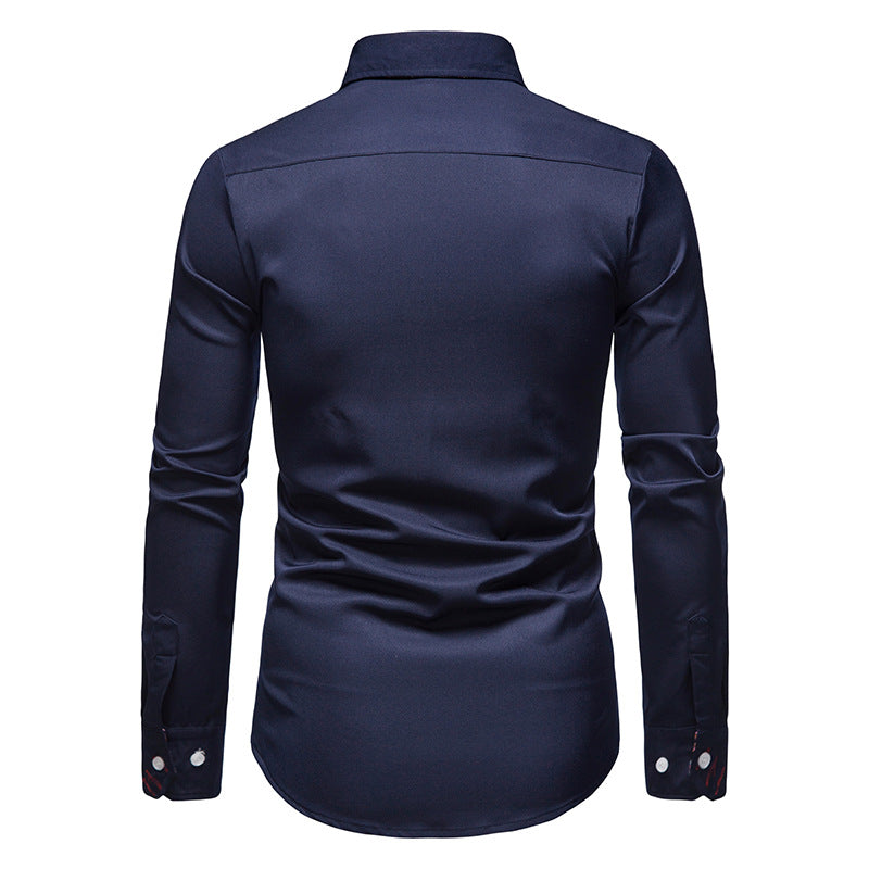 Men Turnover Collar Long Sleeves Shirt