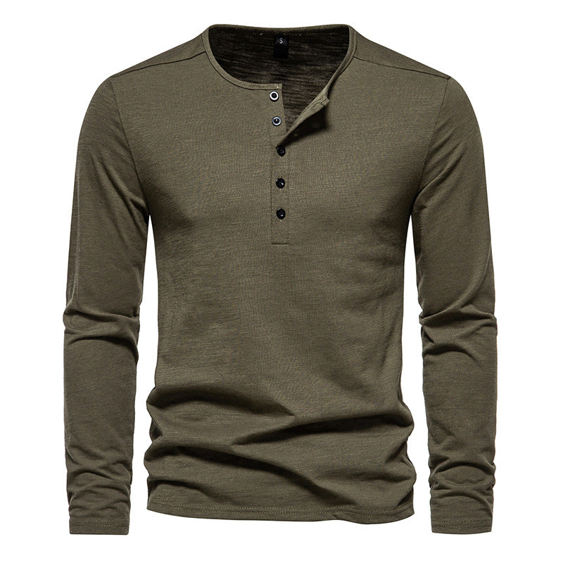 Men Crewneck Buttons Long Sleeves T-Shirt