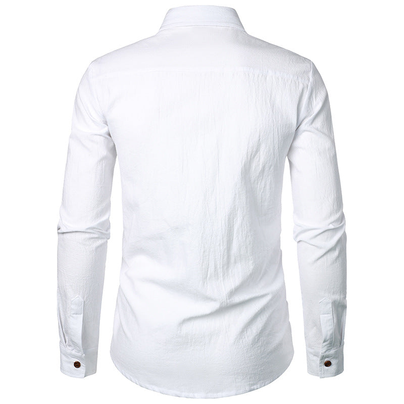 Men Turnover Collar Long Sleeves Shirt