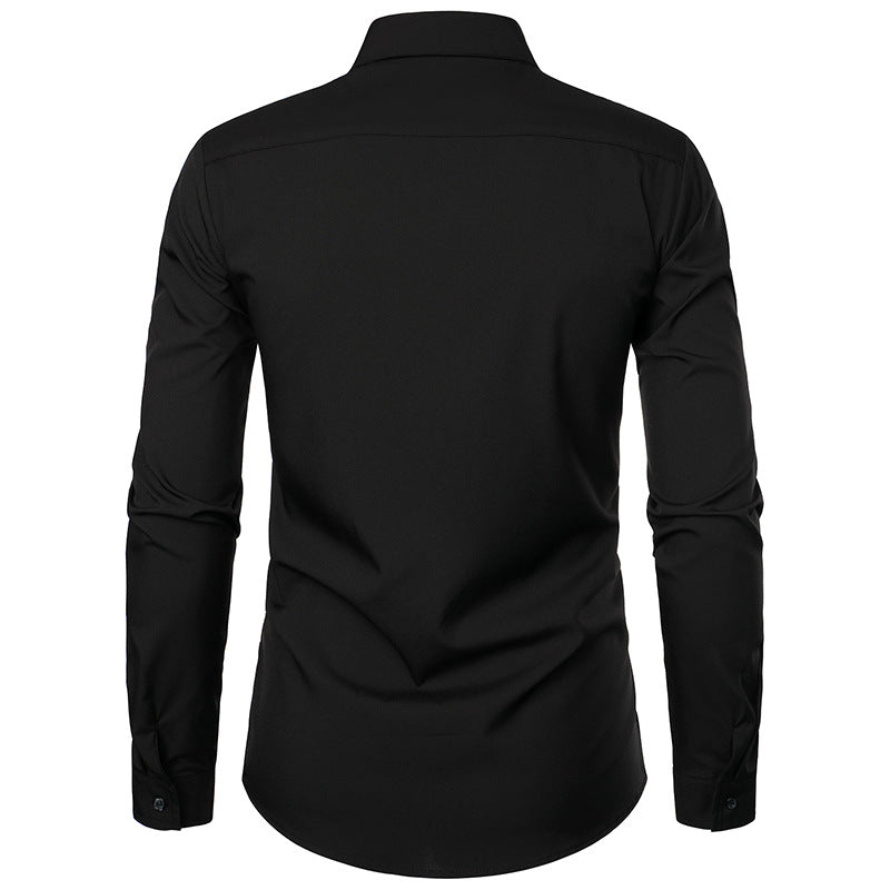 Men Groom Wedding Turnover Collar Long Sleeves Shirt