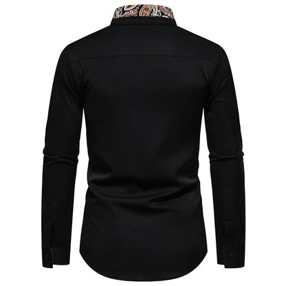 Men Turnover Collar Long Sleeves Shirt