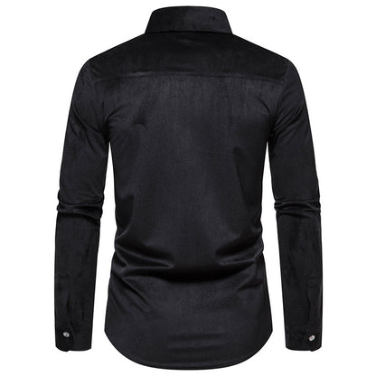 Men Turnover Collar Long Sleeves Shirt