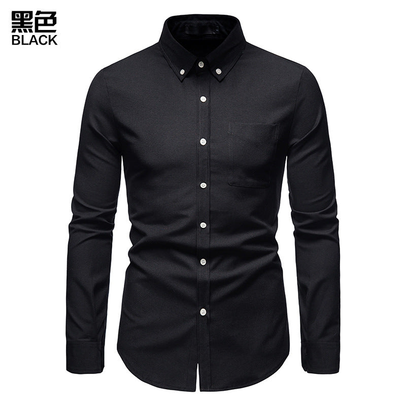 Men Turnover Collar Bicolor Long Sleeves Shirt