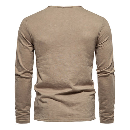 Men Crewneck Buttons Long Sleeves T-Shirt