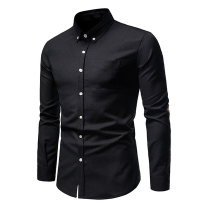 Men Turnover Collar Bicolor Long Sleeves Shirt