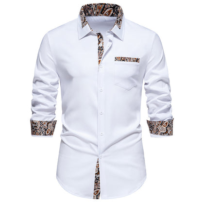 Men Turnover Collar Long Sleeves Shirt