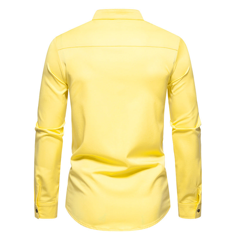 Men Bicolor Stripes Turtleneck Long Sleeves Shirt