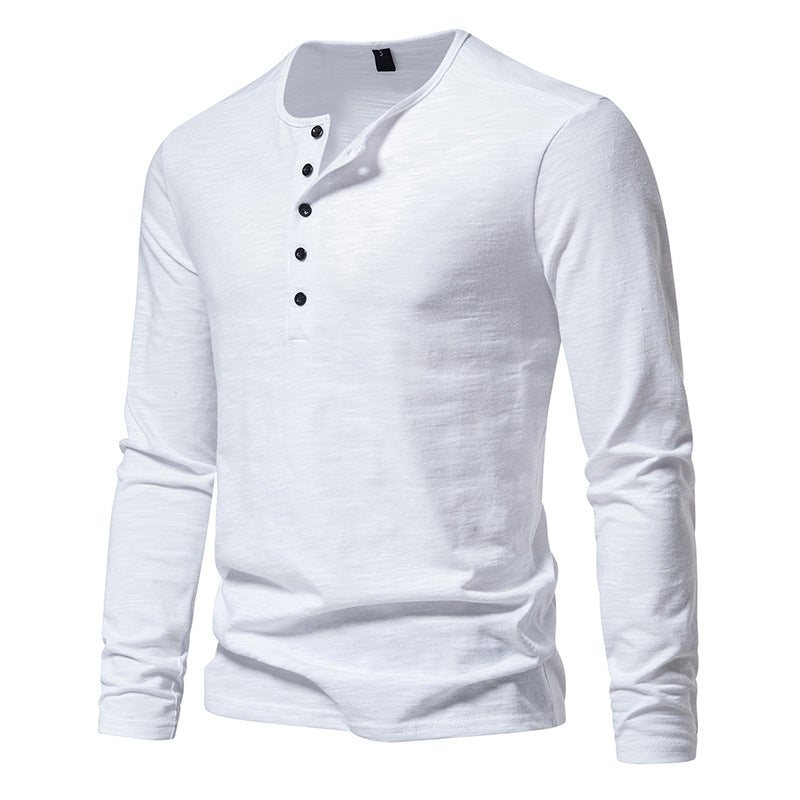 Men Crewneck Buttons Long Sleeves T-Shirt