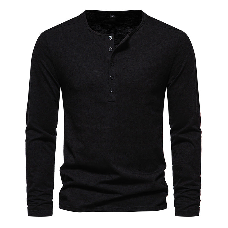 Men Crewneck Buttons Long Sleeves T-Shirt