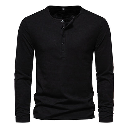 Men Crewneck Buttons Long Sleeves T-Shirt