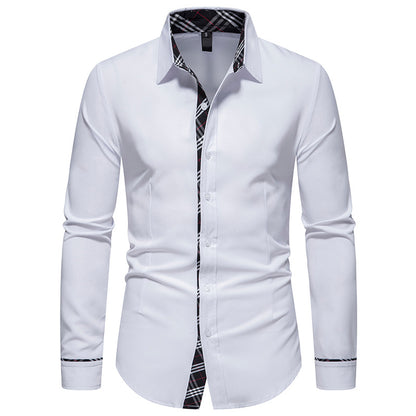 Men Turnover Collar Stripes Long Sleeves Shirt