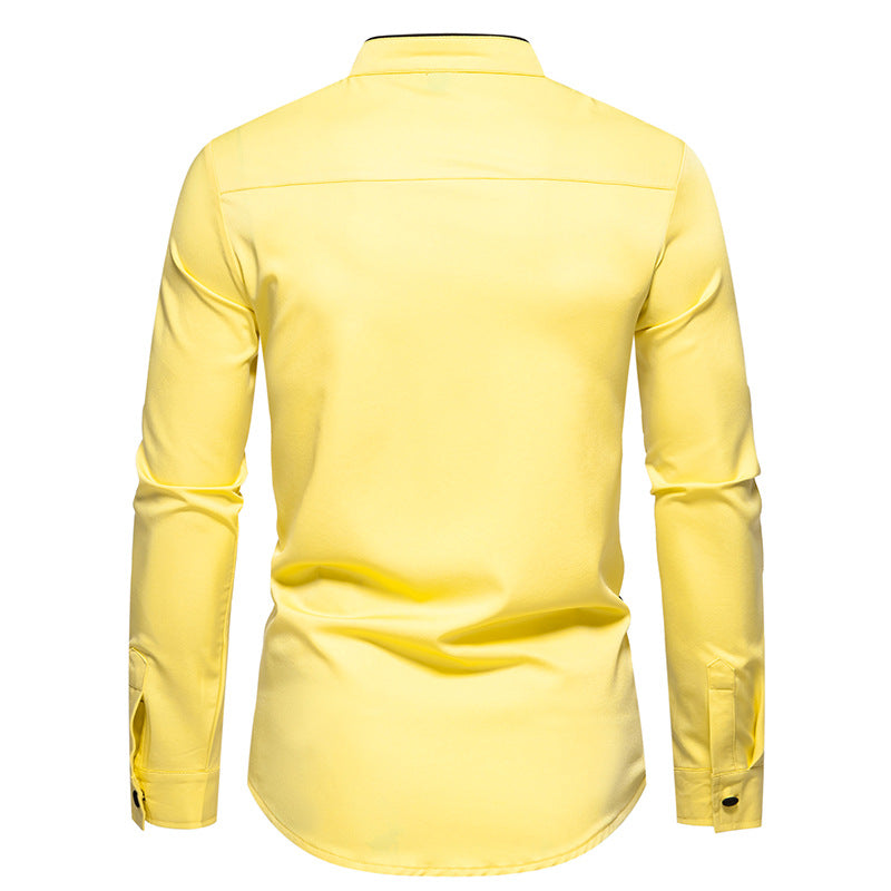 Men Bicolor Turtleneck Long Sleeves Shirt