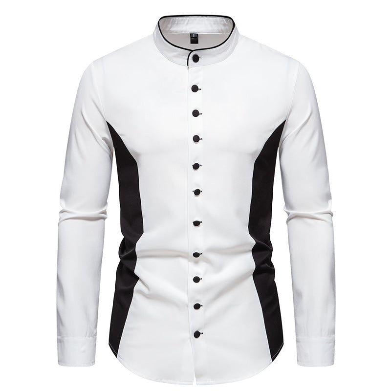 Men Bicolor Turtleneck Long Sleeves Shirt