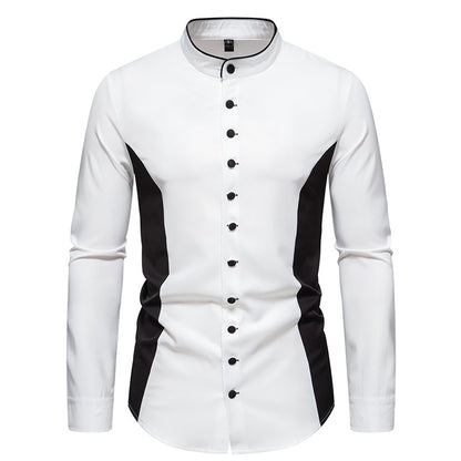 Men Bicolor Turtleneck Long Sleeves Shirt