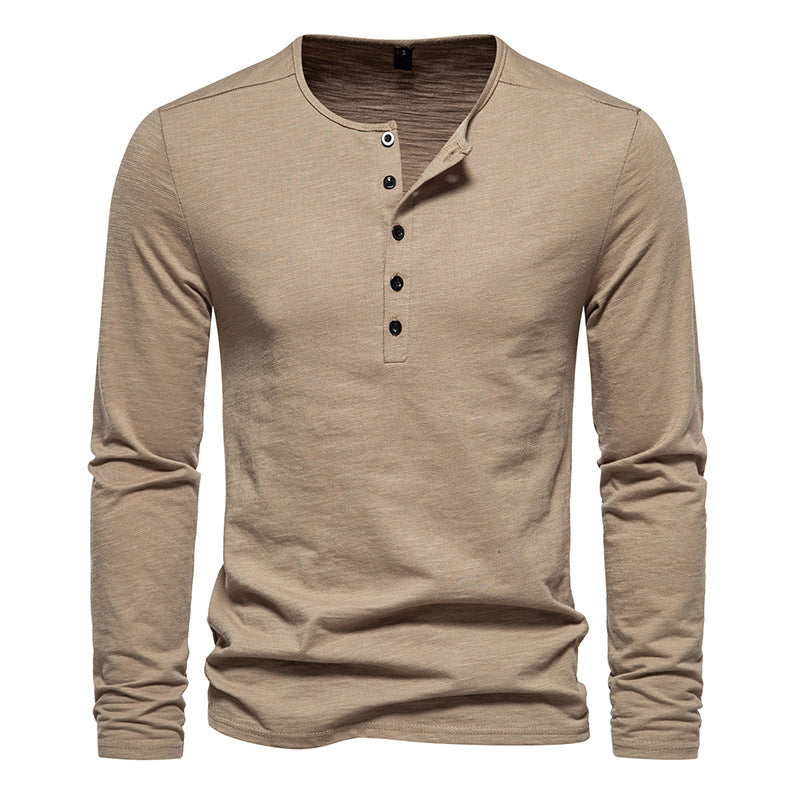 Men Crewneck Buttons Long Sleeves T-Shirt