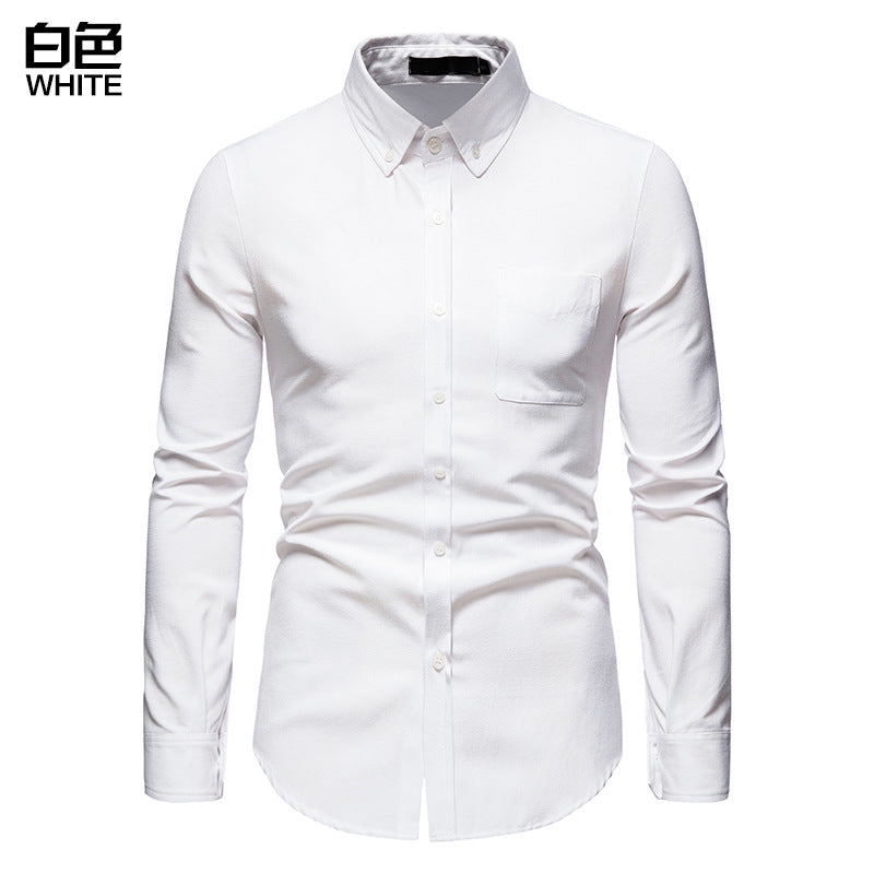 Men Turnover Collar Bicolor Long Sleeves Shirt