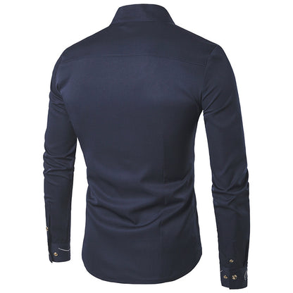 Men Turtleneck Asymmetry Long Sleeves Shirt