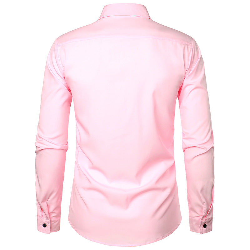 Men Groom Wedding Turnover Collar Long Sleeves Shirt