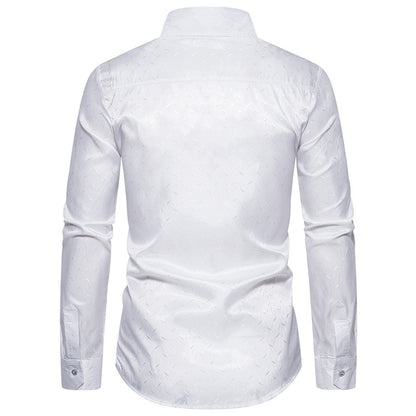 Men Turnover Collar Glossy Long Sleeves Shirt