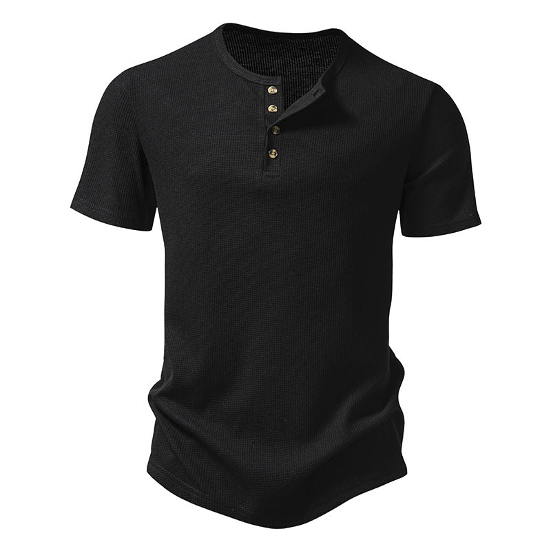 Men's Crewneck Buttons Short Sleeves T-Shirt