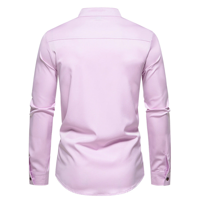 Men Bicolor Stripes Turtleneck Long Sleeves Shirt