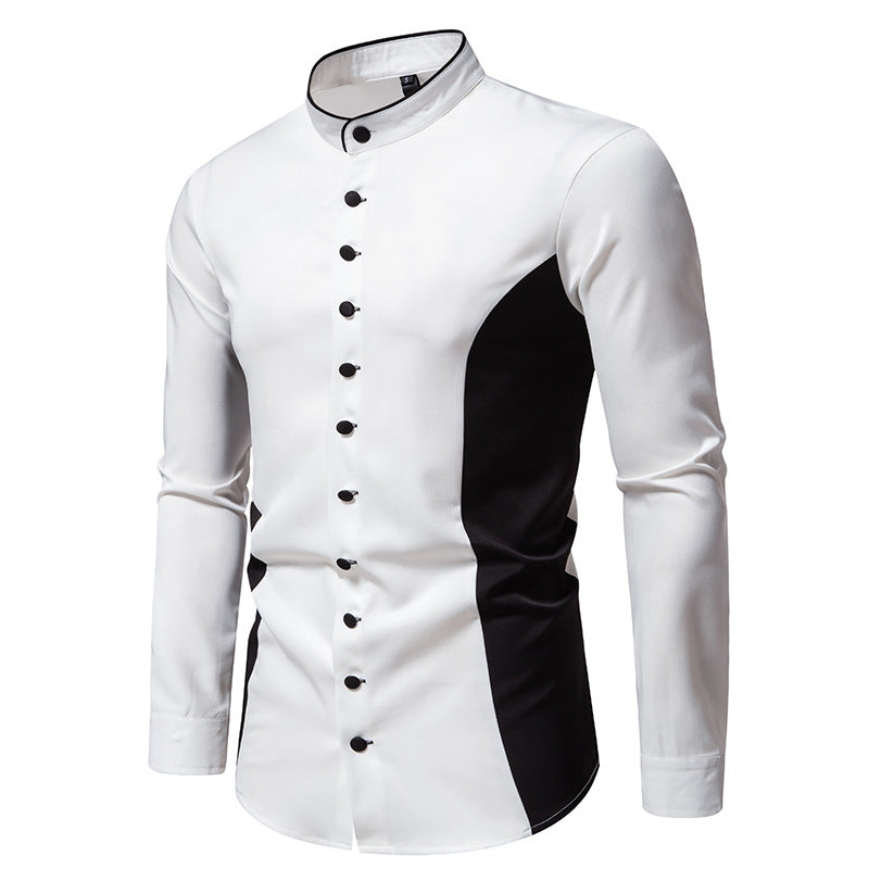 Men Bicolor Turtleneck Long Sleeves Shirt