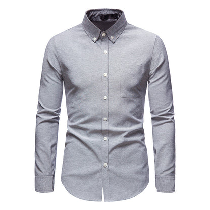 Men Turnover Collar Bicolor Long Sleeves Shirt