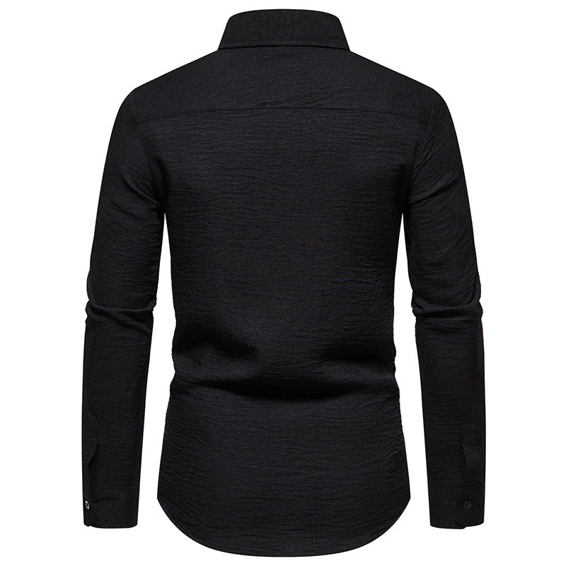 Men Turnover Collar Long Sleeves Shirt