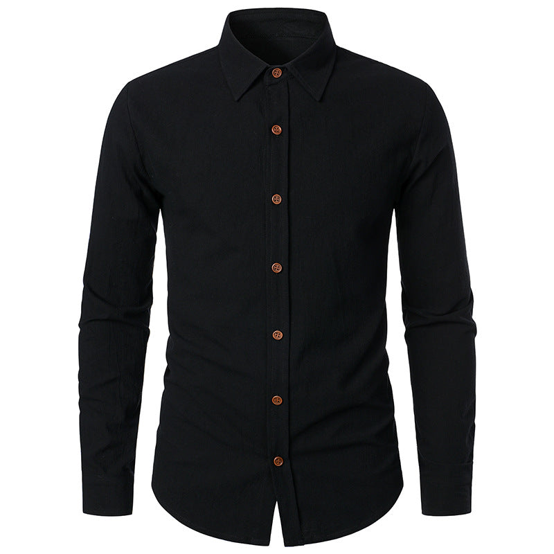 Men Turnover Collar Long Sleeves Shirt