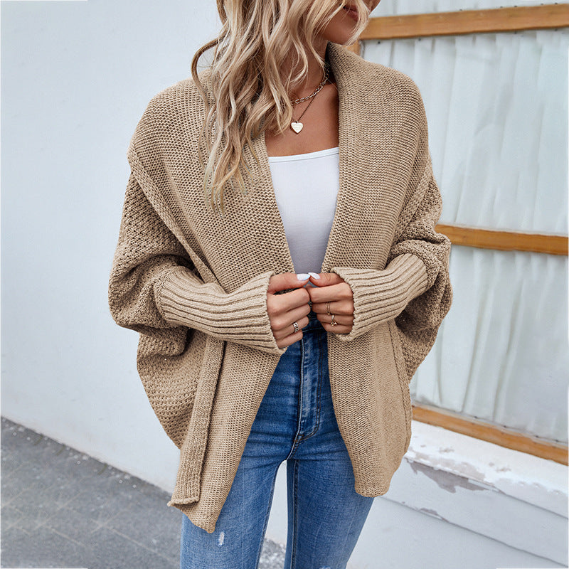 Women's Cardigans Kniting Plain Bat Long Sleeves