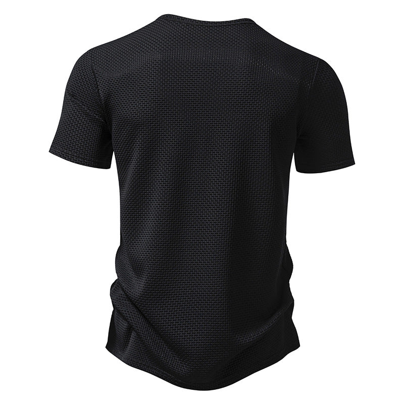 Men Crewneck Buttons Short Sleeves T-Shirt