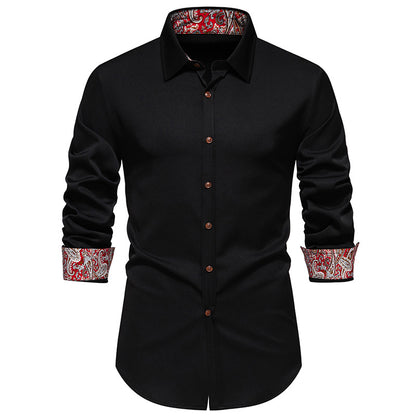 Men Turnover Collar Long Sleeves Shirt