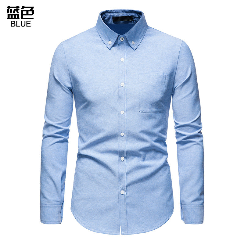 Men Turnover Collar Bicolor Long Sleeves Shirt