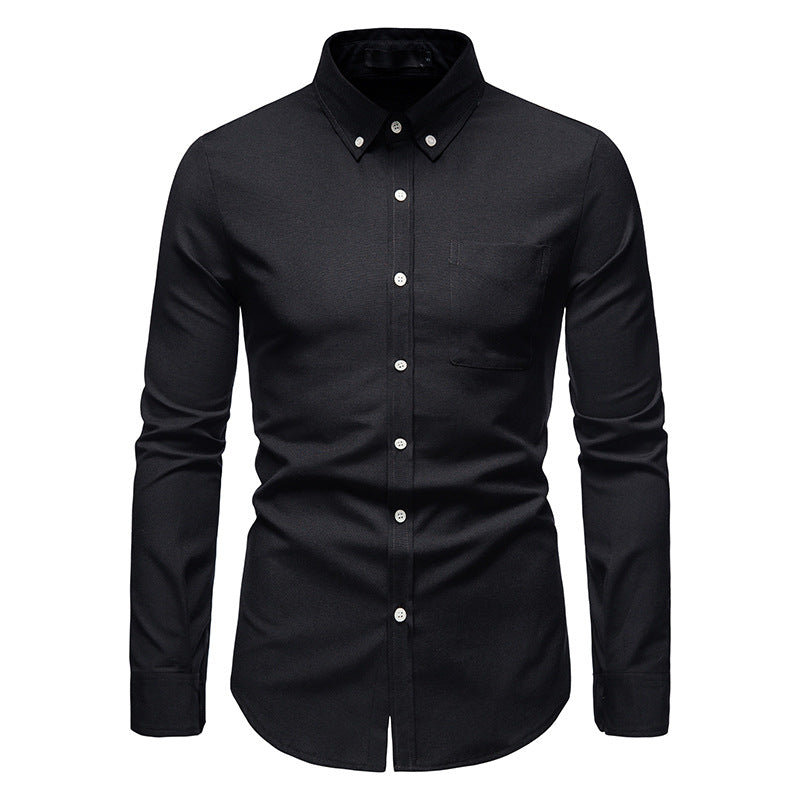 Men Turnover Collar Bicolor Long Sleeves Shirt