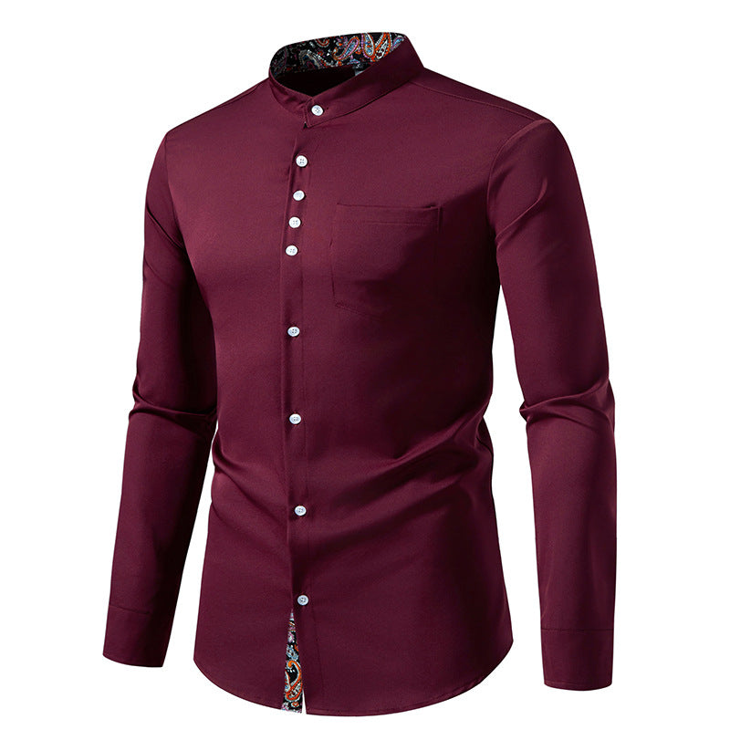 Men Colorful Patterns Turtleneck Long Sleeves Shirt