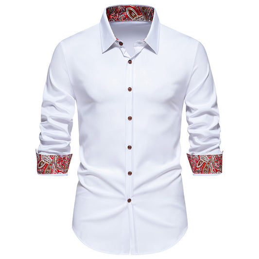 Men Turnover Collar Long Sleeves Shirt