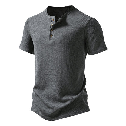 Men's Crewneck Buttons Short Sleeves T-Shirt