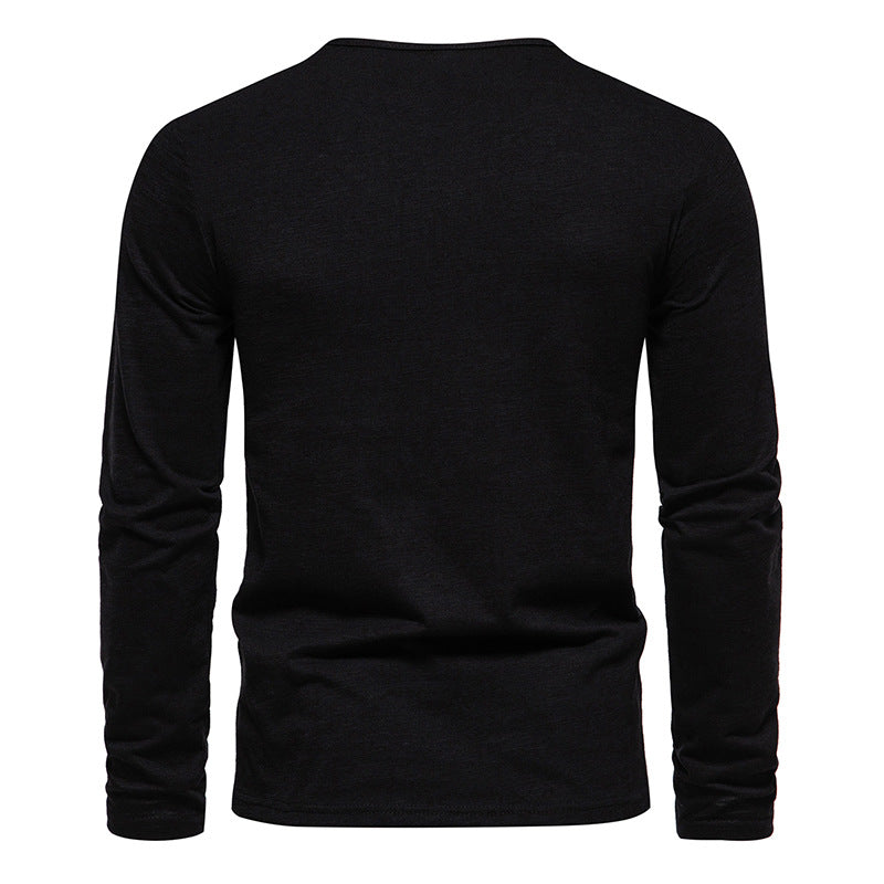 Men Crewneck Buttons Long Sleeves T-Shirt