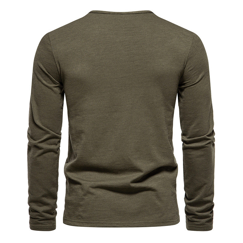 Men Crewneck Buttons Long Sleeves T-Shirt