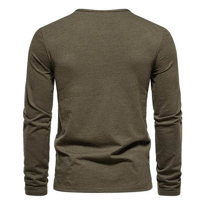 Men Crewneck Buttons Long Sleeves T-Shirt