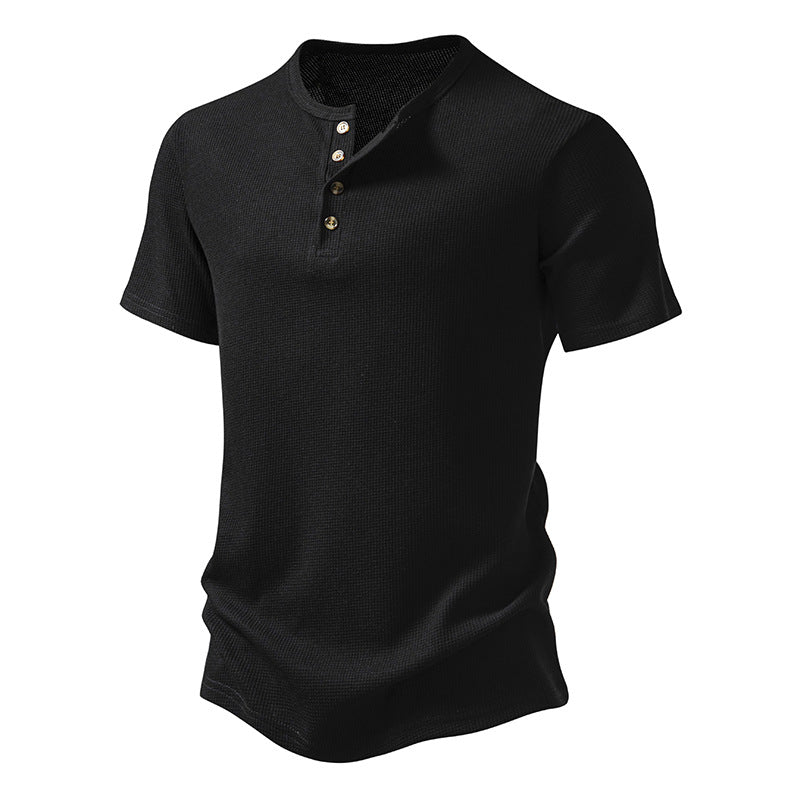 Men's Crewneck Buttons Short Sleeves T-Shirt